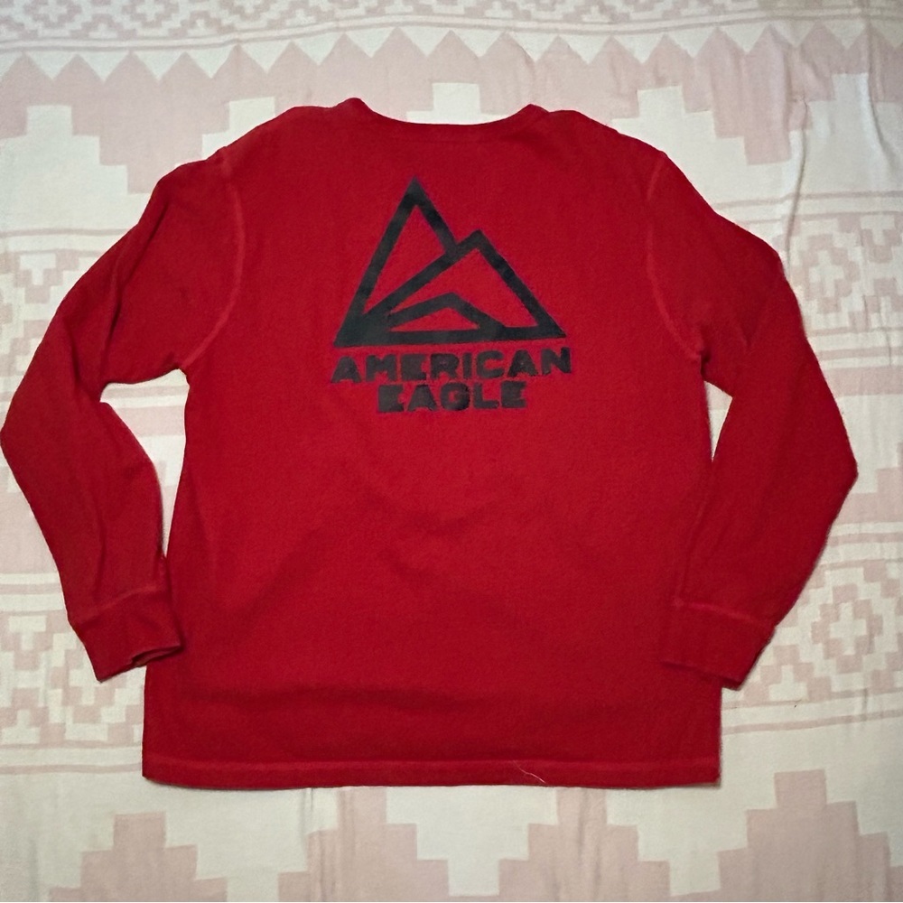 American Eagle Men’s Red Sweatshirt Pullover XL Rubberized Silicone back logo - Picture 5 of 6